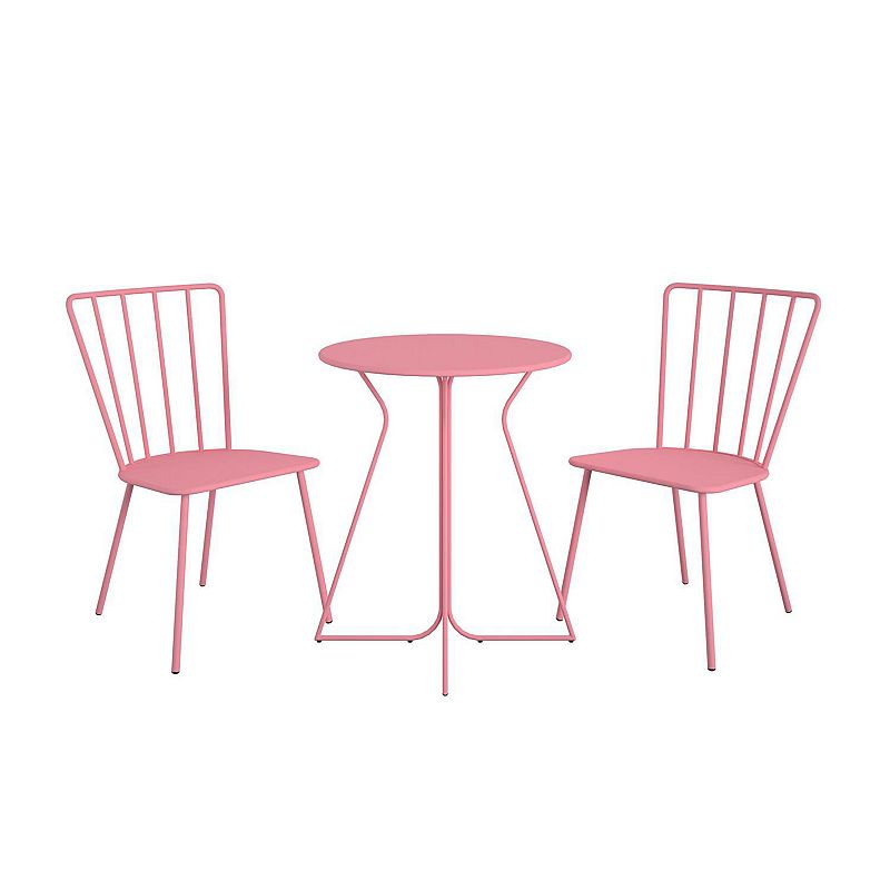 Novogratz Poolside Gossip Collection  Heidi Outdoor/Indoor Bistro Set  3 Piece. Pink