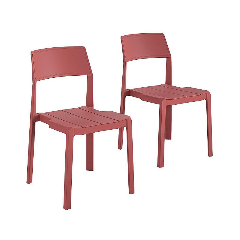 Novogratz Poolside Collection  Chandler Stacking Dining Chairs  Indoor/Outdoor  2-Pack  Persimmon