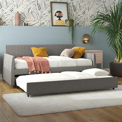 HomePop Mr. Kate Daphne Upholstered Twin Daybed & Roll Out Trundle 2-piece Set