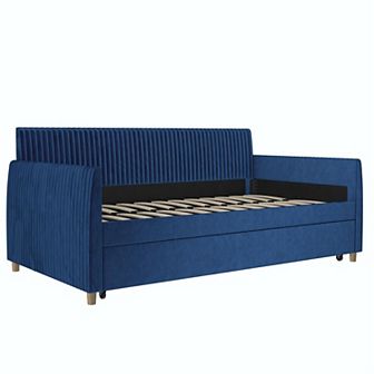 HomePop Mr. Kate Daphne Upholstered Twin Daybed & Roll Out Trundle 2 pc Set