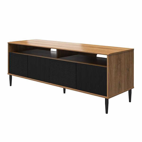 Mr. Kate Daphne TV Stand for TVs up to 65" Walnut/Black : Modern Media Console with Cable Management