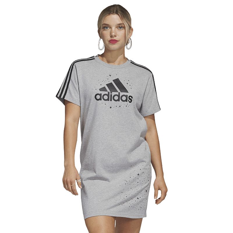 Womens adidas Celestial T-Shirt Dress, Size: XS, Med Grey