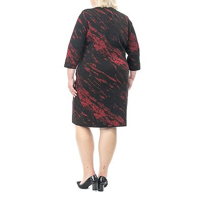 Plus Size Nina Leonard Jacquard Sheath Sweater Dress