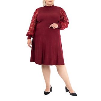 Plus Size Nina Leonard Mockneck Sweater Dress