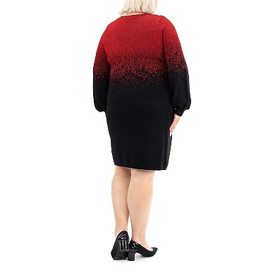 Plus Size Nina Leonard Scoopneck Sweater Dress