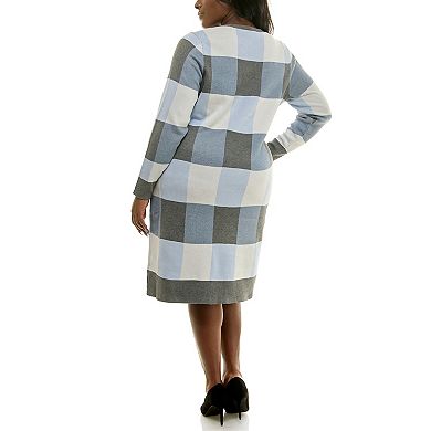Plus Size Nina Leonard Jewelneck Sweater Dress