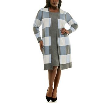 Plus Size Nina Leonard Jewelneck Sweater Dress