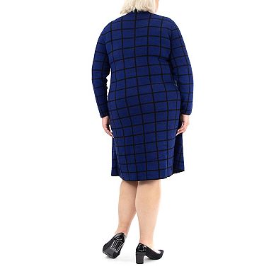 Plus Size Nina Leonard Jewelneck Sweater Dress