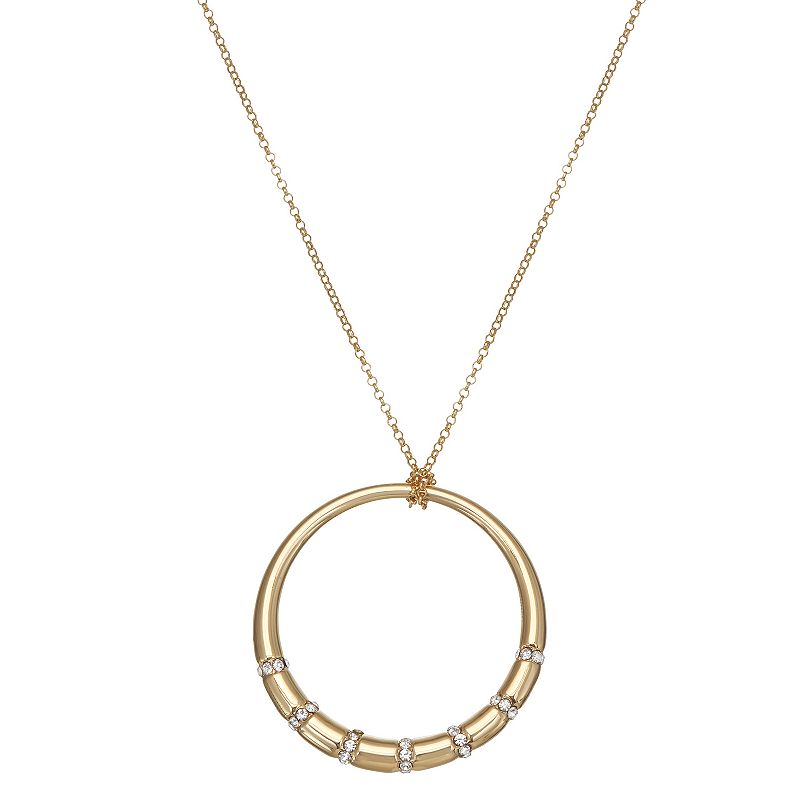Nine West Gold Tone Circle Pendant Necklace, Womens
