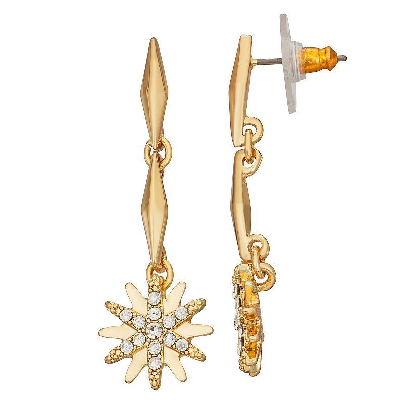 Napier Silver Tone Starburst Drop Linear Earrings, Womens, Gold