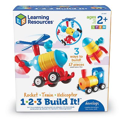 Learning Resources 1-2-3 Build It! Train-Rocket-Helicopter STEM Dexterity Building Set