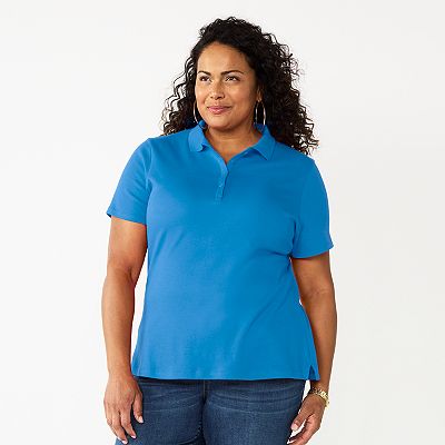 Plus Size Croft Barrow Short Sleeve Y Neck Polo Top