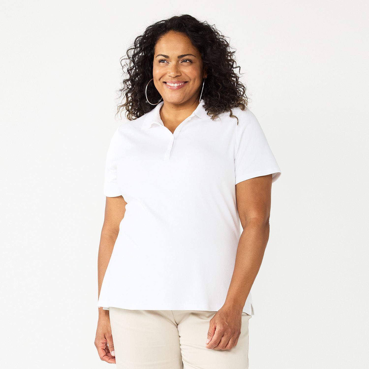 white polo shirt women's plus size