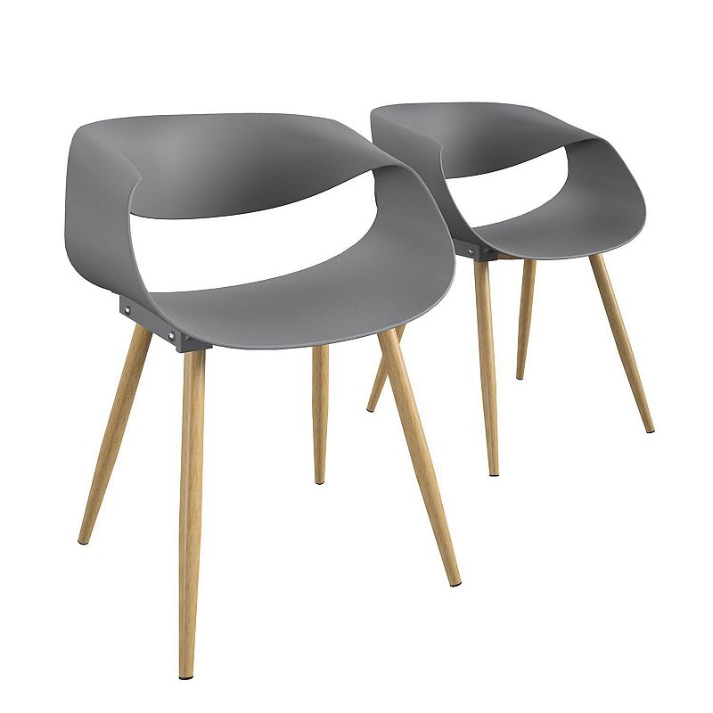 Cosco Indoor / Outdoor Resin Ribbon Dining Chair 2-Piece Set, Grey