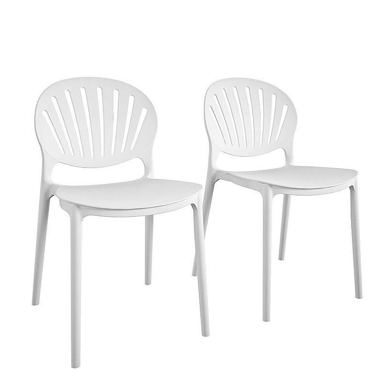 Cosco Indoor / Outdoor Stacking Resin Dining Chair 2-Piece Set, White