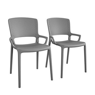 Cosco Indoor / Outdoor Square Back Stacking Resin Dining Chair 2 pc Set