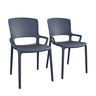 Cosco Indoor / Outdoor Square Back Stacking Resin Dining Chair 2 pc Set