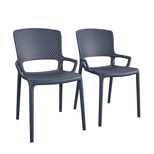 Cosco Indoor / Outdoor Square Back Stacking Resin Dining Chair 2Piece Set