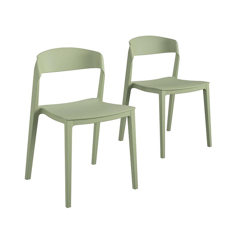 Cosco Indoor / Outdoor Ribbon Back Stacking Resin Dining Chair 2-Piece Set,