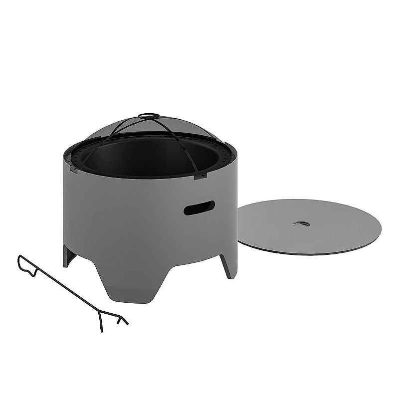 Cosco Outdoor Round Wood Burning Fire Pit with Spark Shield, Rain Cover & A