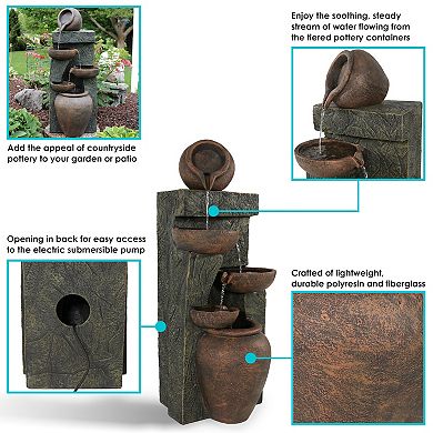Sunnydaze Cascading Earthware Pottery Stream Water Fountain - 39 in