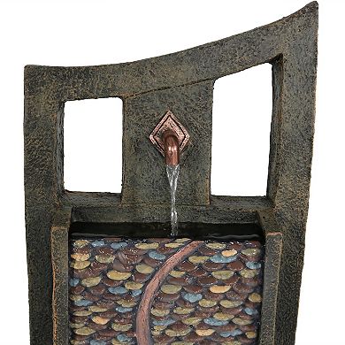 Sunnydaze Modern Road Outdoor Water Fountain with LED Lights - 39-Inch