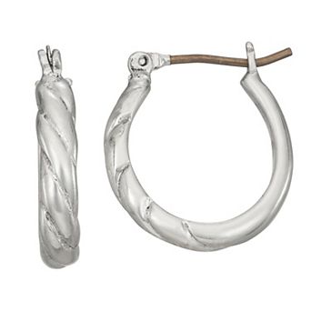 Napier Silver Tone Casual Twist Hoop Earrings