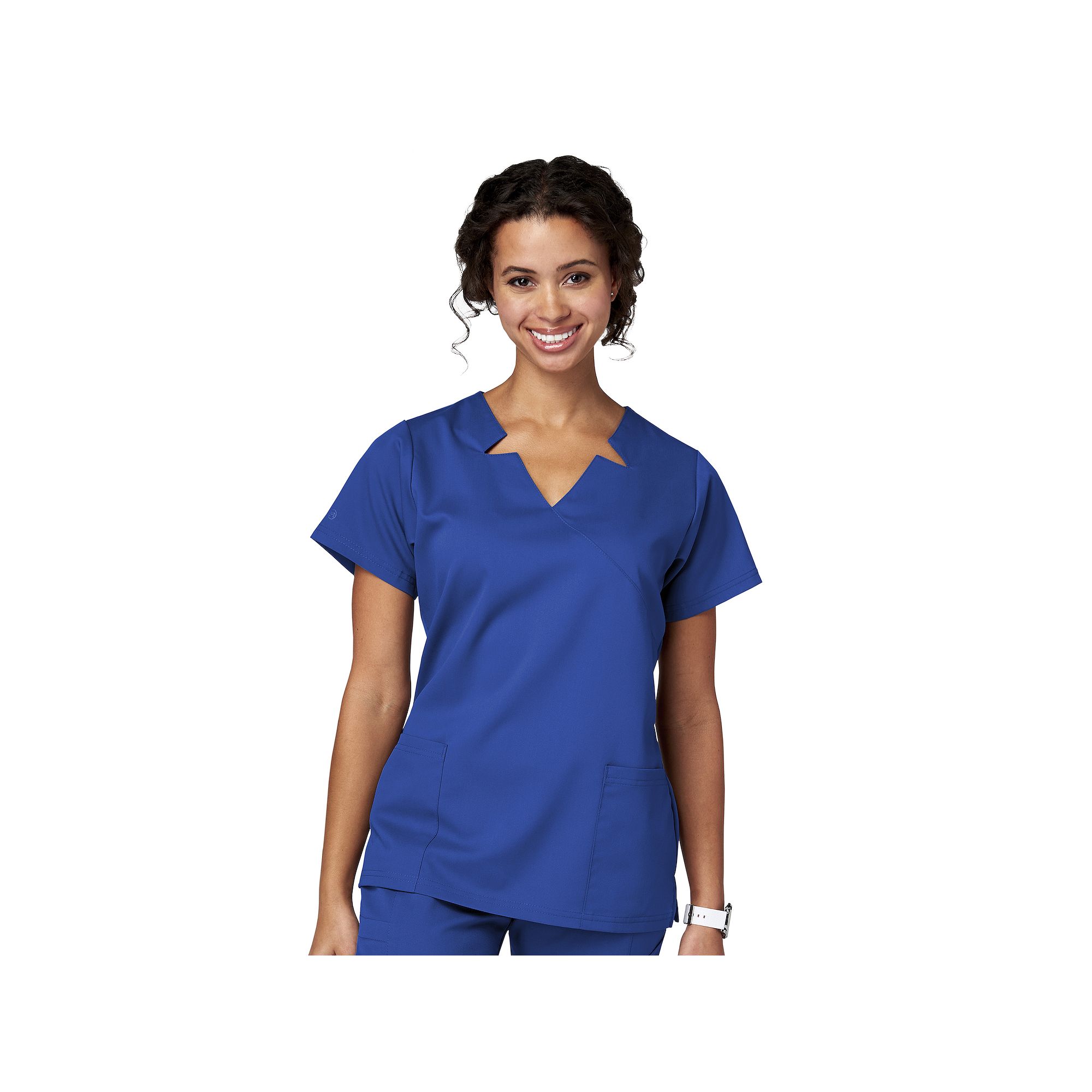 Womens Meta Labwear Notch Neck Short Sleeve Scrubs Top 15201, Size: XS, Ro