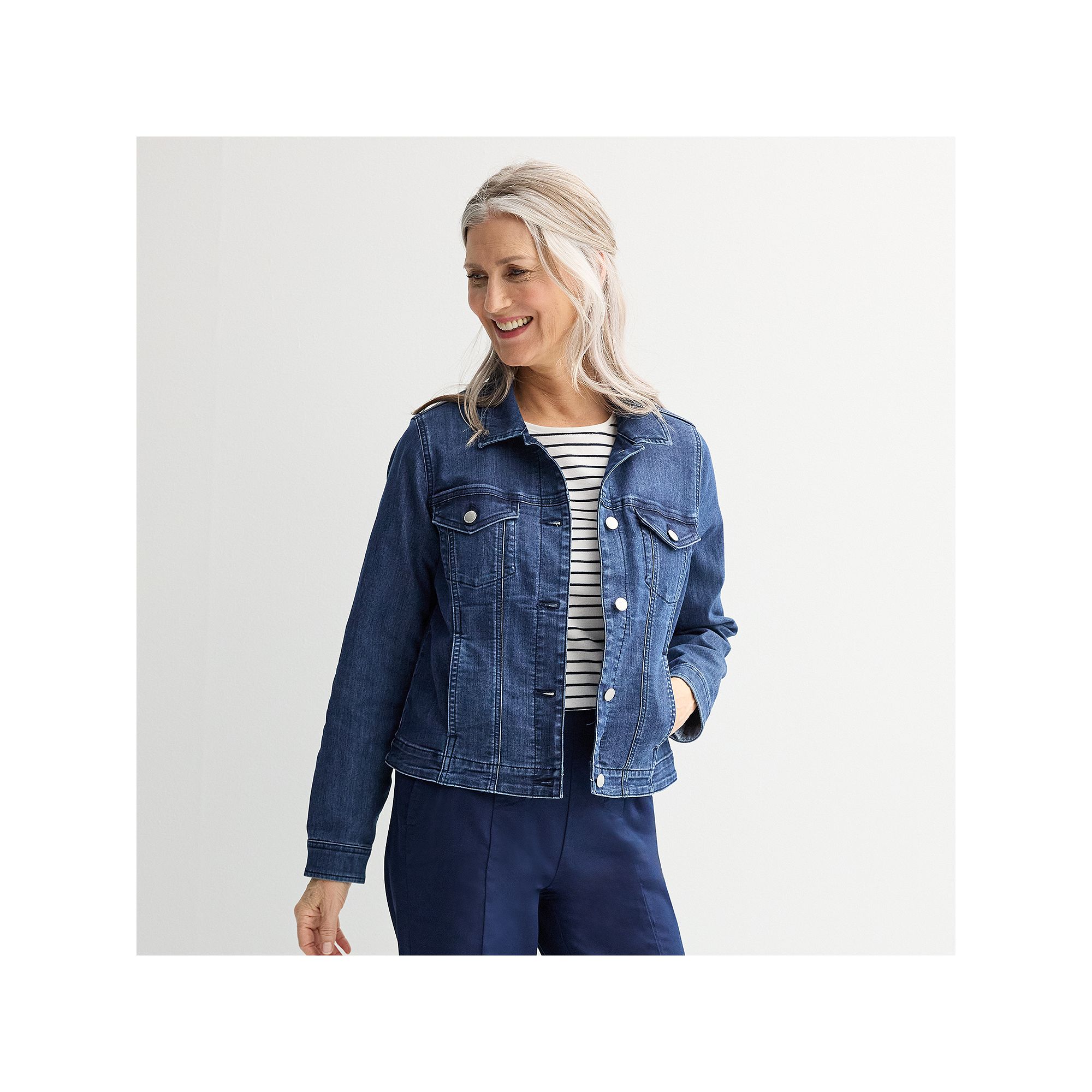 Womens Croft & Barrow® Button-Front Denim Jacket, Size: XS, Dark Blue