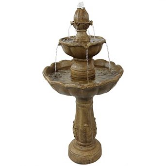 Sunnydaze Blooming Flower 38-Inch 2 tier Outdoor Water Fountain