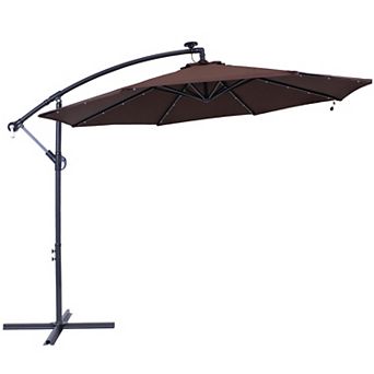 Sunnydaze 10 ft Solar Offset Steel Patio Umbrella with Crank