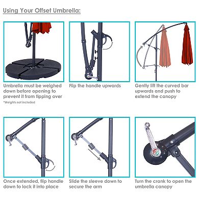 Sunnydaze 10 ft Cantilever Offset Steel Patio Umbrella with Crank