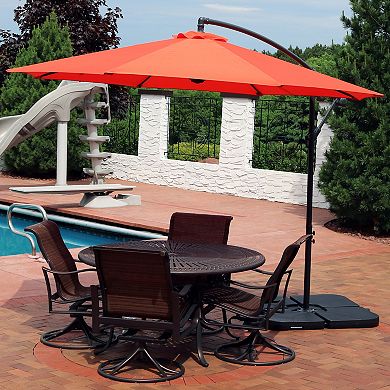 Sunnydaze 10 ft Cantilever Offset Steel Patio Umbrella with Crank