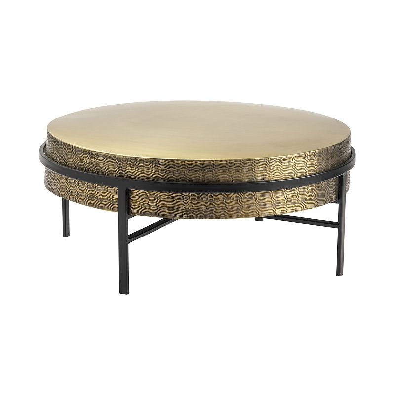 Hudson Textured Brass Cocktail Table, Gold
