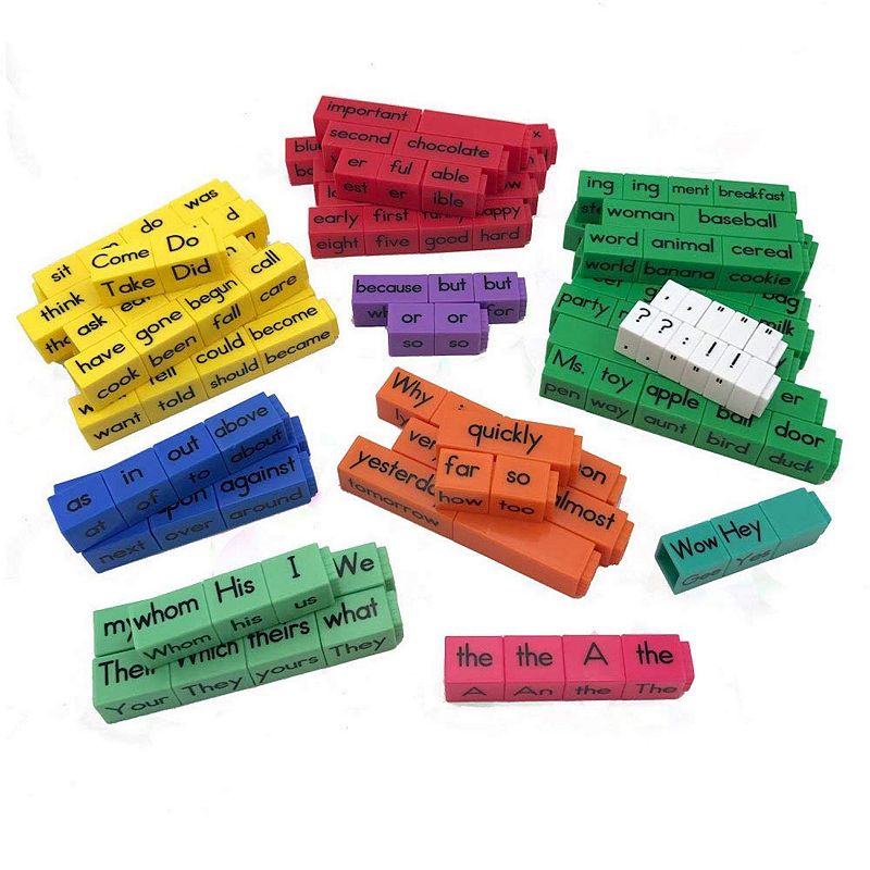 hand2mind Reading Rods Sentence Construction Cubes, Set of 156, Multicolor