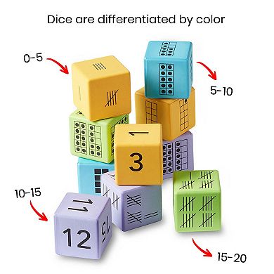 hand2mind Multiple Representation Foam Number Dice, Set of 16