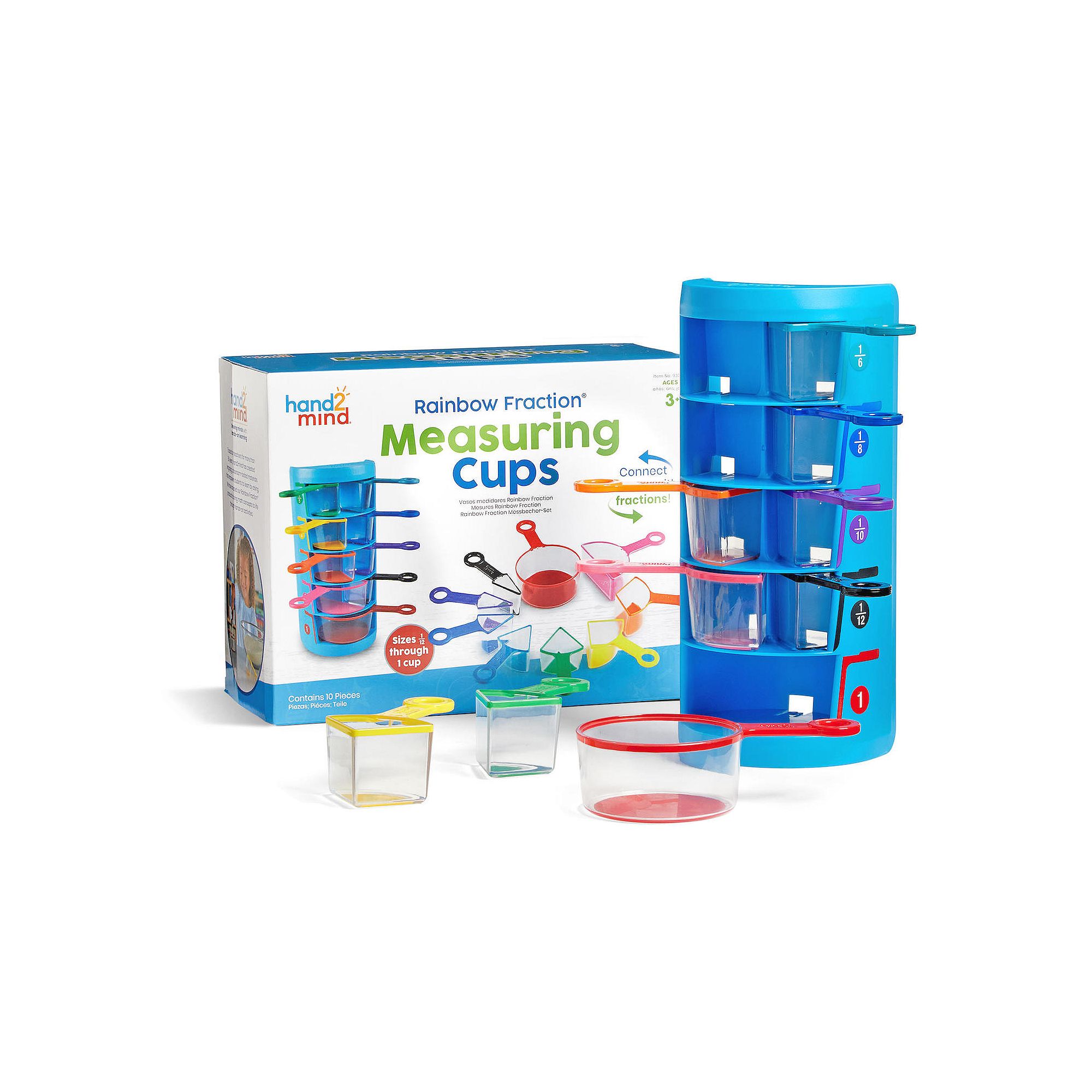 hand2mind Rainbow Fraction Measuring Cups, Set of 9, Multi