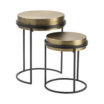 Hudson Textured Brass 2 pc Nesting Table Set