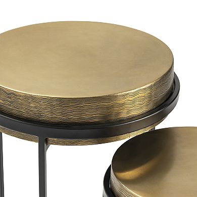 Hudson Textured Brass 2-Piece Nesting Table Set