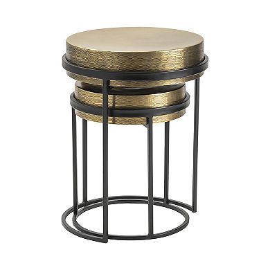 Hudson Textured Brass 2-Piece Nesting Table Set