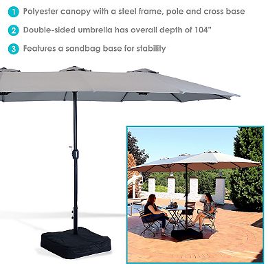 Sunnydaze 15' Double-sided Patio Umbrella With Sandbag Base