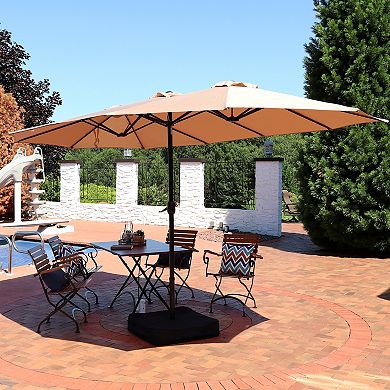 Sunnydaze 15' Outdoor Double-Sided Patio Umbrella with Sandbag Base