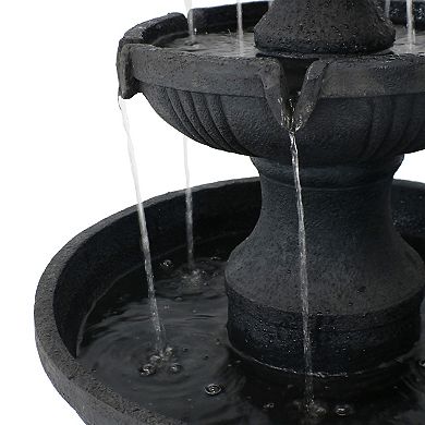 Sunnydaze Flower Blossom Resin Outdoor 3-Tier Fountain