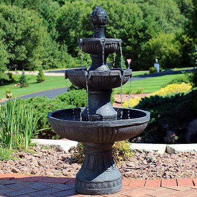 Sunnydaze Flower Blossom Resin Outdoor 3-Tier Fountain
