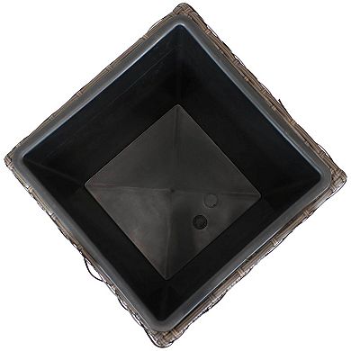 Sunnydaze Polyrattan Tall Square Planter - Brown - Set of 2