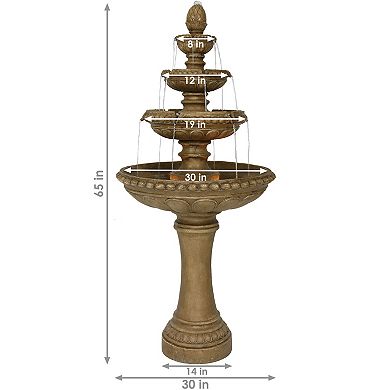 Sunnydaze Electric Eggshell Resin Outdoor 4-Tier Water Fountain