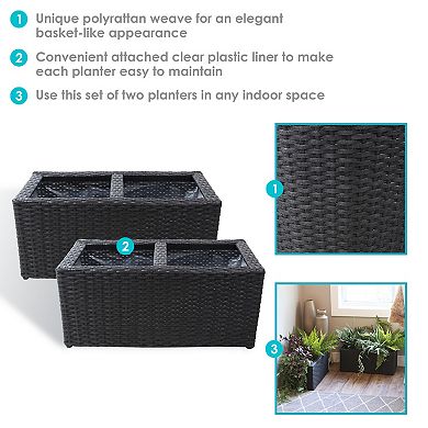 Sunnydaze 2-section Polyrattan Rectangle Planter Boxes