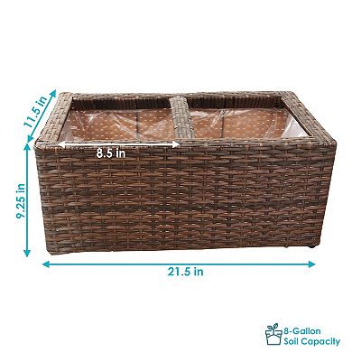 Sunnydaze Polyrattan Indoor Rectangle Planter - Set of 2