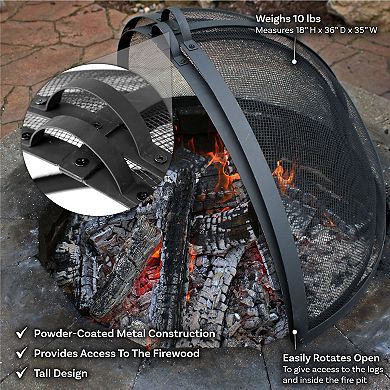 Sunnydaze 36 in Easy Access Steel Fire Pit Spark Screen