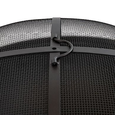 Sunnydaze 30 in Raised Outdoor Fire Pit Bowl with Spark Screen - Copper